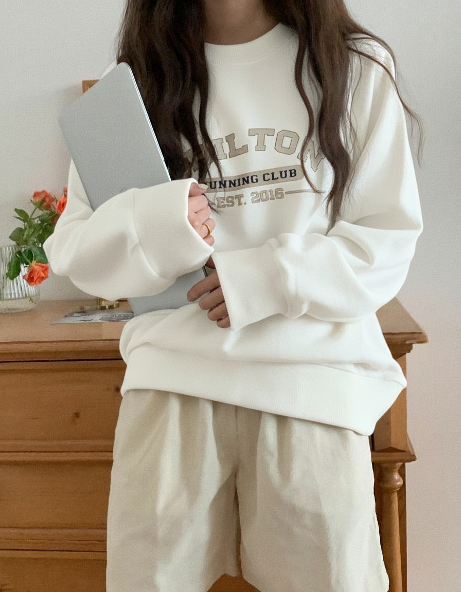 Letter Graphic Thermal Lined Sweatshirt Chilton Running Club Long Sleeve Tops Graduation